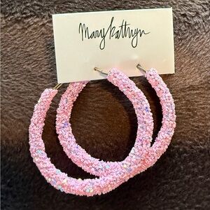 Pink Beaded Hoop Earrings